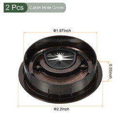 YOKIVE 2pcs Desk Cable Hole Cover Zinc Alloy Cord for Office and Daily Use, Diameter 50mm, Red Bronze Color