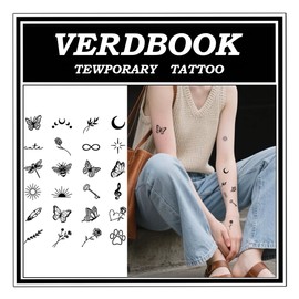 VERDBOOK Waterproof Temporary Tattoos: 2-Sheet Tattoo Kit with Realistic Body Stickers, Semi-Permanent Tattoos for Adults Lasting 7-15 Days – Safe for Men & Women, Celestial Accents
