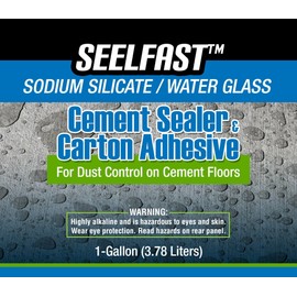 Seelfast™ Cement and Concrete Sealer - 1 Gallon 100% Sodium Silicate/Water Glass - Versatile Sealer for Floors, Basements | Water-Repellent Finish | Multi-Use Adhesive | Non-Toxic | Made in USA