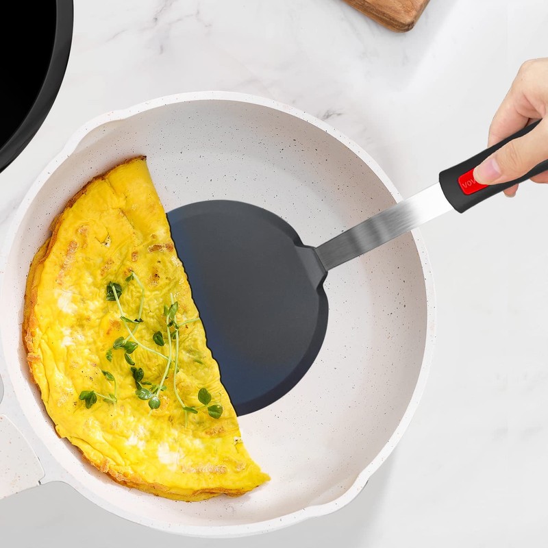 Silicone Pancake Spatula Turner with Lengthened Handle, Heat Resistant Cooking
