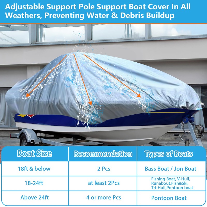 Boat Cover Support Poles 2 Pack, Pontoon Boat Cover Support