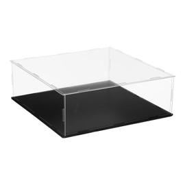 sourcing map Acrylic Clear Display Case for Collectibles Self-Assemble Display Clear Boxes with Black Base Dustproof Countertop Storage Box for Collectible Action Figure, 11.8 x 11.8 x 3.9 Inch