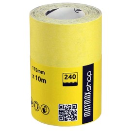 MatMax Pack of KLINGSPOR (Germany) 115mm x 10m Aluminium Oxide Sandpaper Roll + Gift (Grit, 240)