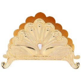 Metal Napkin Holder, Retro Vertical Napkin Holder Freestanding Tissue Serviette Dispenser Rack for Home Kitchen Countertops Dining Table Decor Ornaments(Gold)