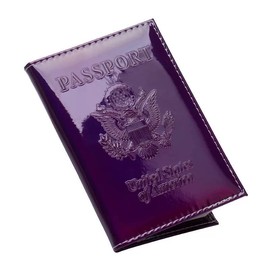 Pretty Little Passports Chrome Passport Cover Vaccine Card Holder Combo, Passport Holder with Vaccine Card Slot (Purple)