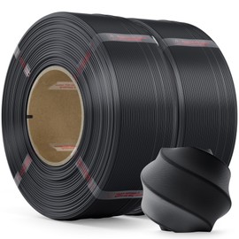 MarsWork PLA Filament 1.75mm PLA 3D Printer Filament(Refill),2kg Refill for Reusable Spools(4.4lbs),Premium Quality 3D Printing Filament for Bambu lab 3D Printers,Black+Black