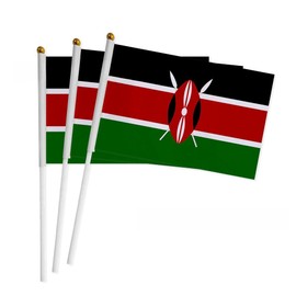 50Pcs Kenya Flag on Stick 14x21cm Mini Kenya Waving Flag Plastic Flagpole Single Side Flag Small Flag Parade Festivals International Festivals Party Decoration Supplies Election Support