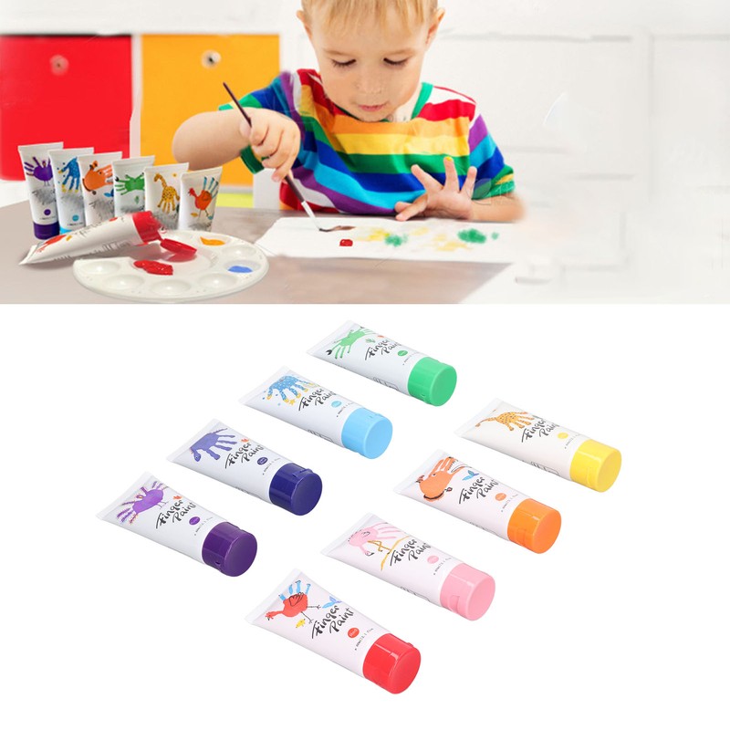8PCS Finger Paints Safe Washable DIY Kids Finger Paints for