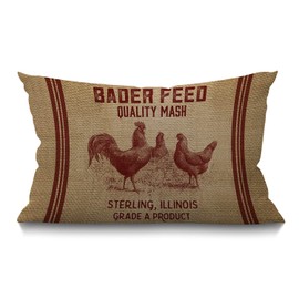 BGBDEIA Vintage Like Chicken Feed Sack Burlap Cushion Cover,Home Decor Throw Pillow Cover Waist Lumbar Cotton Linen Throw Pillow case for Sofa Home Decorative Oblong 12x20 Inches 30 x 50 cm