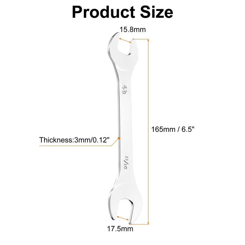 sourcing map Thin Open End spanners SAE, 5/8x11/16 Inches, Slim