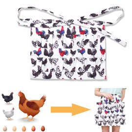 YULIAO Apron for eggs, pocket eggs apron, egg collecting bags, egg apron, multi pocket apron, for duck eggs, quail eggs, strawberries, small items (with 12 pockets), White