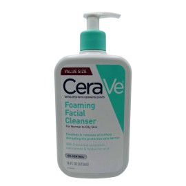 CeraVe Fragrance Free Foaming Facial Cleanser for Oily Skin (16 Oz) Control Pump