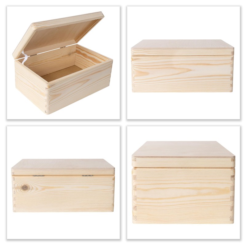 Creative Deco Wooden Box with Lid, 30 x 20 x