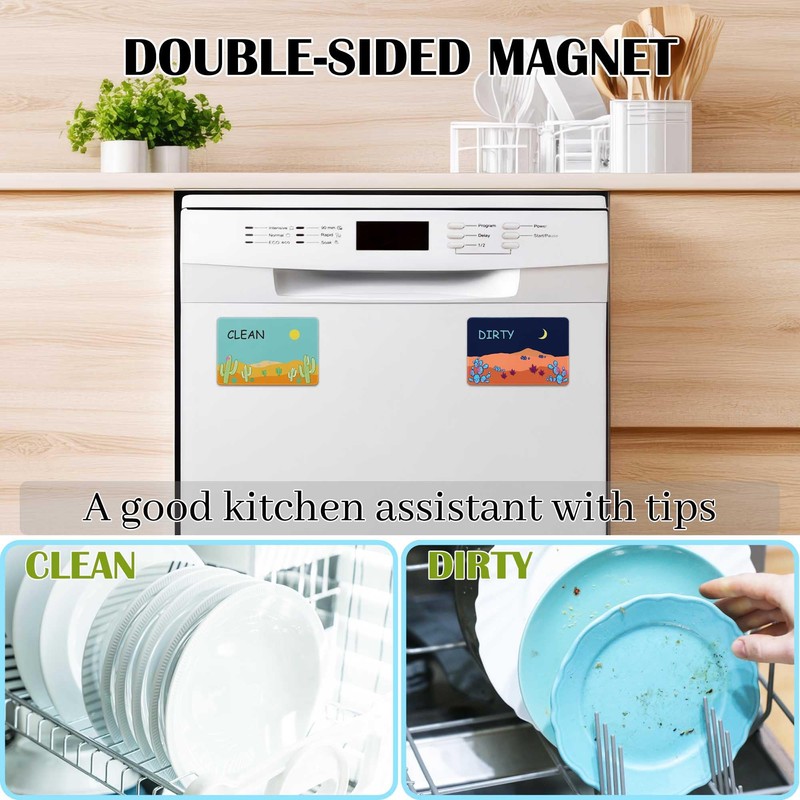 Cute Clean Dirty Dishwasher Magnet, Washing Machine Magnet Flip, Kitchen