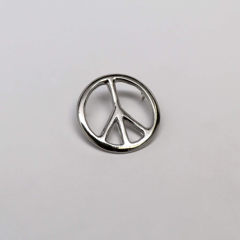 Peace Sign Hippie Jacket or Hat Pin Polished Silver Finish