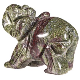 mookaitedecor Dragon Bloodstone Elephant Figurine Crystal Hand Sculpture Reiki Bag Stone Figurine Lucky Charm Home Decoration 1.5 Inch