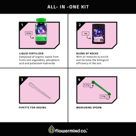 Vegan, Organic Liquid Fertilizer Kit| Biotechnology Fertilizer & Rock Dust, Longer Soil Enrichment | All-Purpose, Organic Liquid Plant Food for Vegetables, Plant| Indoor,Outdoor, 8.5 Fl.Oz +32g