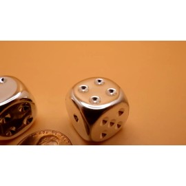 Chessex 2D6 (2 Six Sided) (Pair) 16mm Silver Metallic Plated Dice RPG Gaming Tabletop