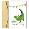 Spercy Funny Dinosaur Easter Card, Adorable T Rex Easter Card,