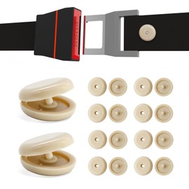 Sylvil 10 Sets Seat Belt Button Stop, Plastic Seat Belt Stop Clips Prevent Buckle from Sliding Down, No Welding Required Snap-On Seatbelt Stopper Kit, Universal Car Accessories (Beige)