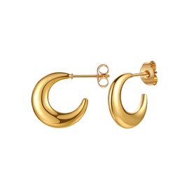 Cupimatch Women's Thick Hoop Earrings: Silver Thick Hoop Earrings Stainless Steel Stud Earrings Hypoallergenic Gold Earrings Hoop Earrings Gift for Girls Women, Stainless Steel