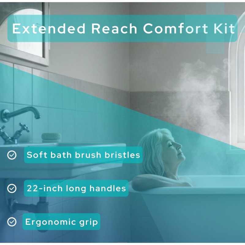 Extended Reach Toilet Wiper & Bath Brush Set - Long