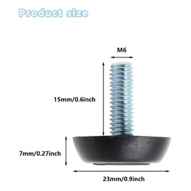 Auvotuis 20 Pcs M6 Adjustable Furniture Levelers Screw On Furniture Glide Leveling Foot Screw in Threaded for Chair, Table, Furniture Legs (M6 x 15mm)