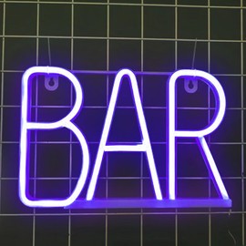 Bar Neon Sign, Bar Led Signs, Neon Bar Signs for Home Bar, Pub, Party Wall Decor Bar Neon Sign for Business,Valentines Gift (Purple)