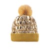 WITHMOONS Winter Pom Beanie Shiny Metallic Fleece Knit Hat Slouchy