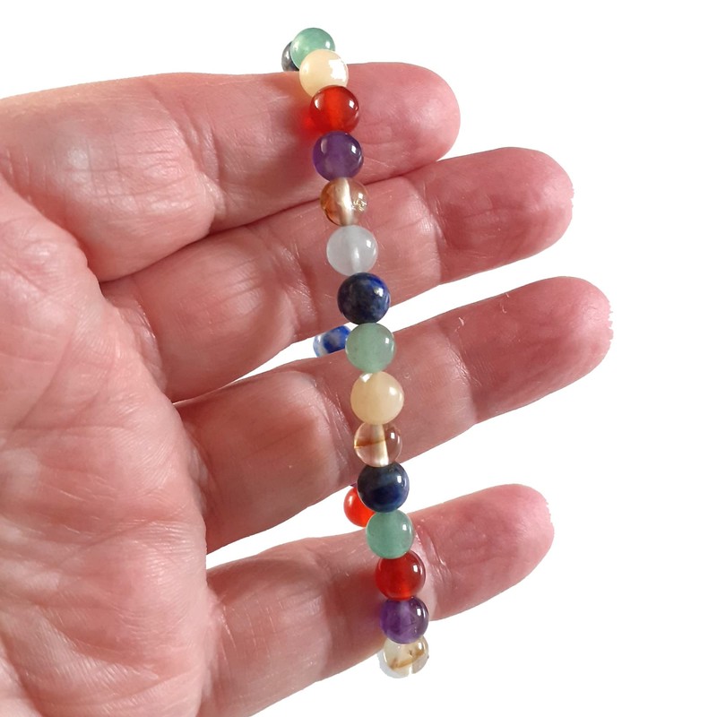 Chakra Armband, Echtes Edelstein Schmuck Armband, 6 mm Chakra Kugelarmband