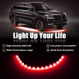 XT AUTO Red 12v 15 Led 30cm Car Flexible Waterproof Underbody Light Strip Pack of 20