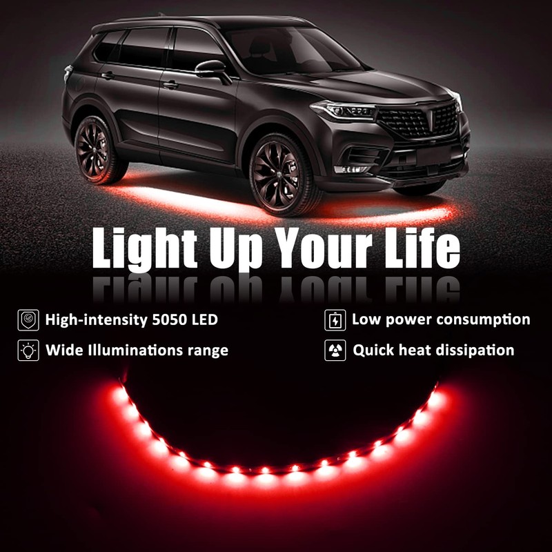 XT AUTO Red 12v 15 Led 30cm Car Flexible Waterproof