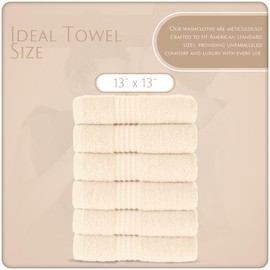 MAURA Basics Turkish Cotton Washcloth Towel Set High Performance Bathroom Essentials with Hanging Loops, Standard Size 13”x13”, Ideal for Daily Comfort, Cream