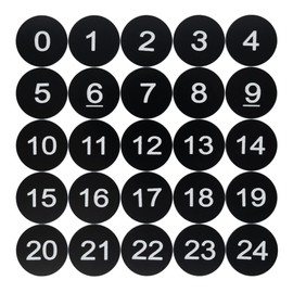 Plastic Numbered Discs Number Tags Engraved Numbered Tags Without Hole Round (0-50, Black)