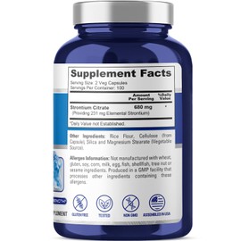 NusaPure Strontium 680 mg 200 Vegetarian Caps (Non-GMO, Gluten Free)