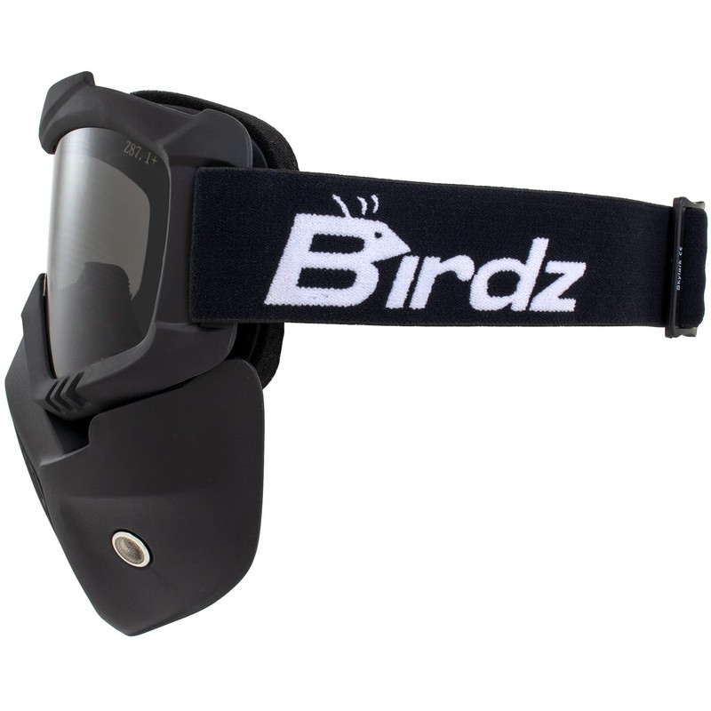 Birdz Eyewear Skylark Motorcycle Goggles Removable Face Mask Black Frames