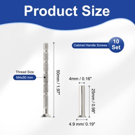 PATIKIL Door Handle Screws M4x50, 10 Set Cabinet Handle Break Away Screws for Drawer Pull with M4x25 Sleeve Slub Bolt for Door Lever Knob