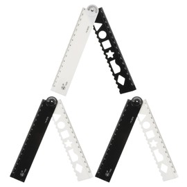 HARFINGTON 3pcs Folding Ruler 30cm Metric Polystyrene Foldable Angle Protractor Measure Measurement Measuring Tools Construction Ruler Straight Ruler for Artists Designers, Black White