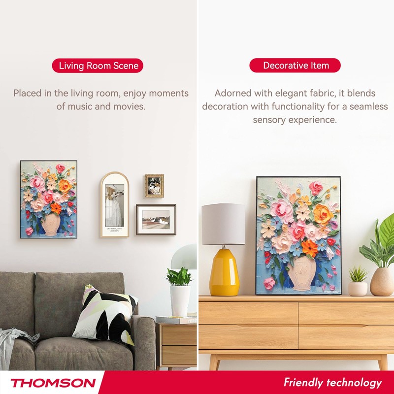 THOMSON Wireless Bluetooth Speakers with Art Painting Decoration,Ceiling Wall Mounted,Built-in