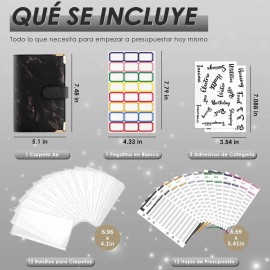 28 Piezas Carpeta Cuaderno A6, Organizador De Dinero