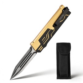 Tasuky Pocket Knife for Men, Folding Knife, Steel Blade Pocket Knife Multitool with Belt Clip, EDC Pocket Knives for Camping Outdoor(Black Gold)