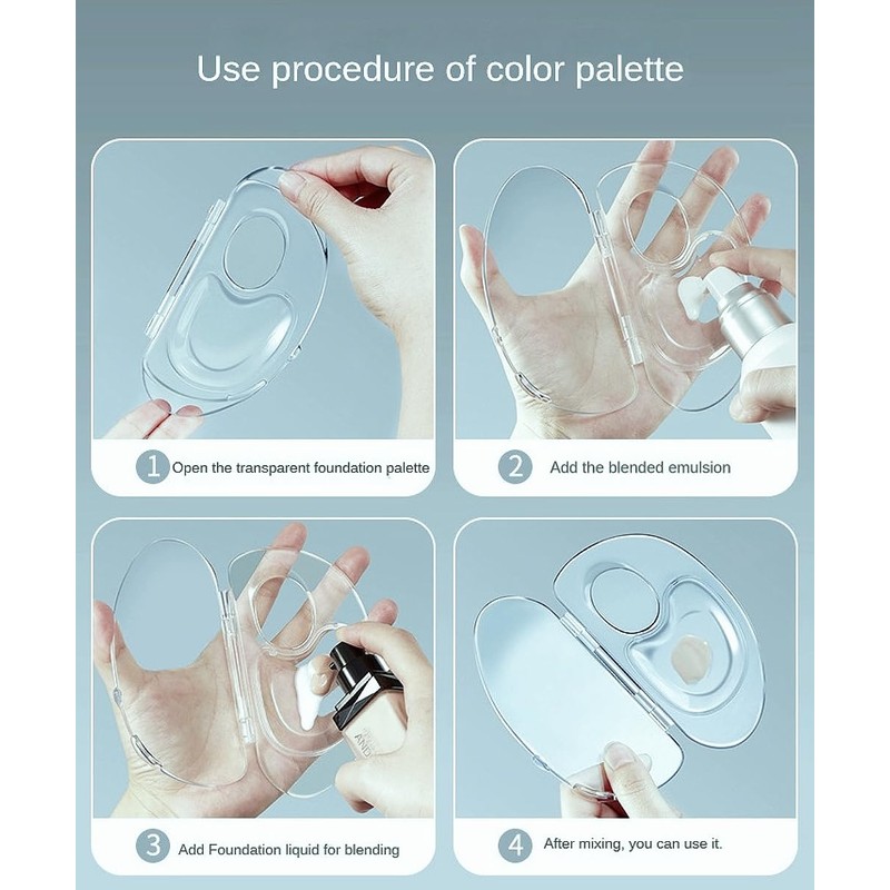 180 Degree Hand Makeup Makeup Mixing Palette with Transparent Spatula