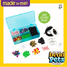 Made By Me Create Your Own Bead Pets by Horizon Group Usa, Includes Over 600 Pony Beads, 6 Key Rings, Storage Box & Much More