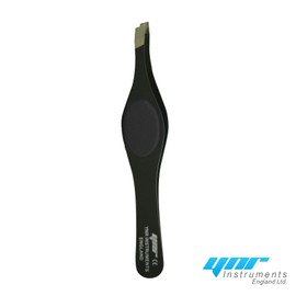 YNR England Pro Augenbrauengriff-Pinzette, Haarpinzette, für Augenbrauen, Gummigriff, Komfort (Blau & Schwarz)