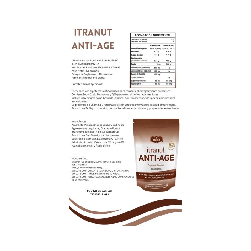 ANTI-AGE Coenzima Q10 Goji Jamaica 360 g Granada Itranut cafe