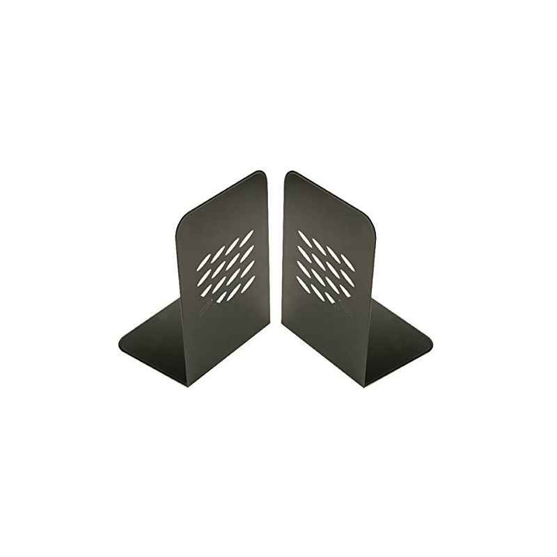 Q-Connect L-Shaped Metal Bookend - Pack of 2, Black