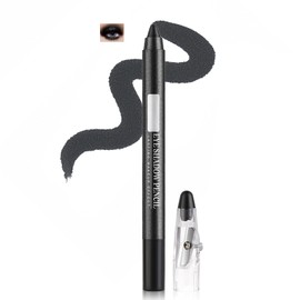 Dual-Purpose Eyeshadow & Eyeliner Pencil with Built-in Sharpener, Long-Wear Smudge-Proof Cream Crayon Eye Makeup (12#BLACK)