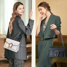 Travistar Women's Shoulder Bag Small Chain Shoulder Strap Crossbody Bag Lingge Bag Shoulder Bag Evening Bag City Bag Leather Solid Multifunctional Bag, T019-khaki, Utility