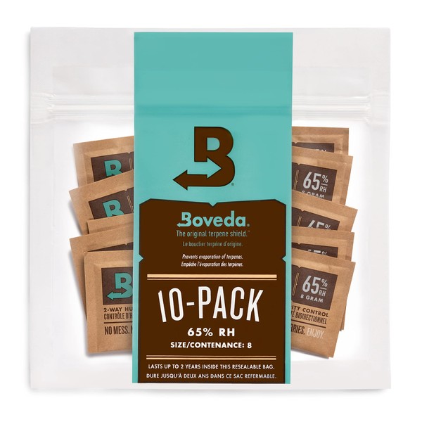 Boveda 65-RH 2-Humidity Control Size 8 Use Up to 5 Cigar Patented Technology Cigar Humidor 10-Count Resealable Bag
