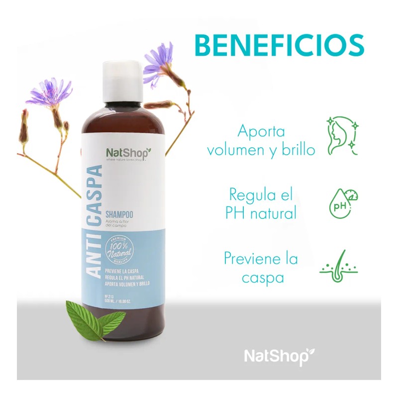 Shampoo Natural - Anticaída Y Anticaspa 500g - Natshop